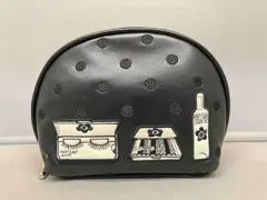 MARY QUANT マリークワント 化粧ポーチ メイクポーチ 黒 レザー