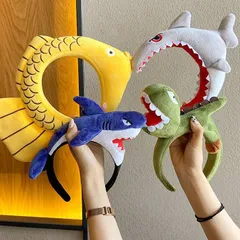 サメカチューシャ 大人可愛い面白ぬいぐるみ カチューシャ ヘアーアクセサリー ヘアバンド 洗顔カチューシャ シャーク サメ マグロ 魚 恐竜 PuCa638