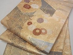正絹】未仕立て 刺繍 蘇州刺繍/相良刺繍 六通 袋帯 総柄フォーマル