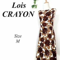 Lois CRAYON ボタニカル柄 ノースリーブワンピース Aライン M 綿 ロイスクレヨン Aラインワンピース 花柄 総柄