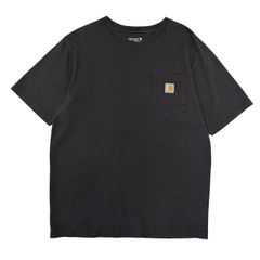 Mサイズ 古着 Carhartt カーハート ロゴ ポケット Tシャツ LOOSE FIT 厚手 ブラック