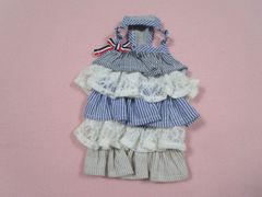 ペットパラダイス　4Sサイズ　胴回り28㎝　ティアードフリル ワンピース　ブルー系　中古