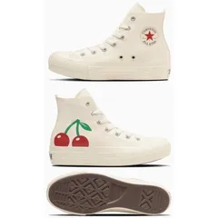 コンバース (23.5cm)オールスター PLTS チェリープリント ハイカット converse allstar CHERRYPRINT hi 厚底 スニーカー レディース ブラック オフホワイト キャンバス