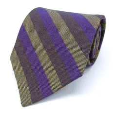 ミラショーン ブランド ネクタイ リバーシブル ストライプ柄 チェック柄 ウール イタリア製 PO メンズ ブラウン mila schon 【中古】