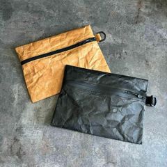 ポーチ　小物入れ　タイベック　軽量　2枚セット　ブラック＆茶色