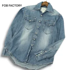 FOB FACTORY エフオービーファクトリー F3152 通年 USED加工★ 長袖 デニム ウエスタン シャツ Sz.34-S メンズ 日本製のサムネイル