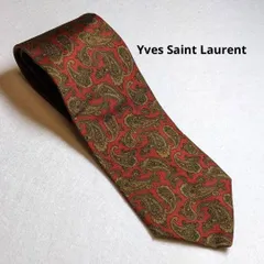 ネクタイ Yves Saint Laurent 8㎝ レッド総柄 A 058 ◆
