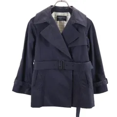 マカフィー トゥモローランド 日本製 7分袖 トレンチコート 38 ネイビー MACPHEE TOMORROWLAND レディース 古着 【231028】