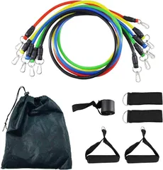 Funriche 筋トレ トレーニング チューブ ゴム ストレッチ バンド エクササイズ 11点セット フィットネス 自宅 ドアアンカー 5段階負荷 収納袋付( 1セット)