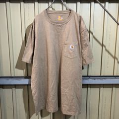 348 Carhartt 半袖 ポケットTシャツ 2XL TALL ベージュ ビッグサイズ カーハート ロゴ 古着卸 アメリカ仕入