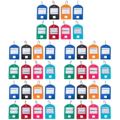 【在庫セール】管理 小物 キー識別 業務用 鍵 鍵 プラスチック製 25個 ラベル 荷物タグ ネームキーホルダー 4x2.5cm キーホルダー キーホルダー タグ （ランダムカラー） 名札 キータグ SAFIGLE