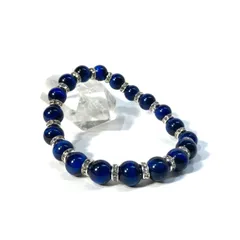 ブルータイガーアイ パワーストーン ブレスレット 8mm  (シルバー) メンズ・レディース 男性・女性  数珠 虎目石  金運 ●