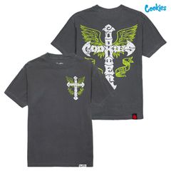 COOKIES THE CROSS Tシャツ【WASH BLACK】 (L・XL)(クッキーズ アパレル 服 通販 メンズ 大きいサイズ 半袖 ショートスリーブ TEE T SHIRTS ロゴ)