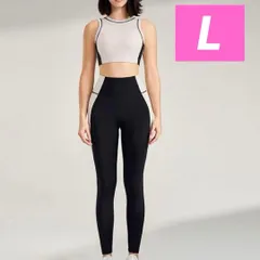 ヨガウェア ブラック Lサイズ タンクトップ ブラトップ レギンス セットアップ