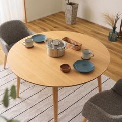 無印良品 廃盤 丸・サークル 天然木オーク材ダイニングテーブル 120cm