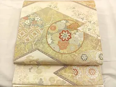 平和屋着物◎六通柄袋帯　唐織　松皮取蒔絵文　金銀糸　正絹　逸品　BAAR4858ct