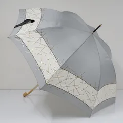 傘 JILLSTUART ジルスチュアート USED美品 グレー 箔プリント グラス骨 ツートン 60cm A2787