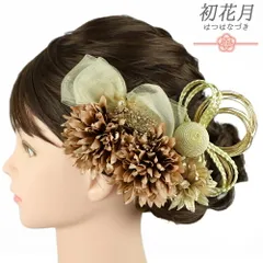 髪飾り 成人式 水引 振袖 袴 花 菊 かすみそう 7点セット 赤 茶 ブラウン ゴールド 組紐 玉飾り リボン レース 造花 ビーズ ト No.12-0793