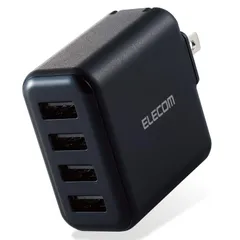 エレコム(ELECOM) USB コンセント 充電器 合計24W USB-A×4 【 iPhone ( iPhone13シリーズ対応 ) / Android / タブレット 対応 】 ブラック MPA-ACU13BK [ブラック] [充電器]