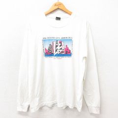 L/古着 スクリーンスターズ 長袖 ビンテージ Tシャツ メンズ 80s マラソン クルーネック 白 ホワイト 25may21 中古