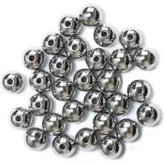 メタルビーズ シルバー ラウンドビーズ 30個【10mm】パーツ 銀 丸型 球体 穴あり 光沢 メタル メッキ 軽量 両穴 アクセサリー ハンドメイド 手芸 DIY 大きめ きらきらぷんぷん丸 CB-003