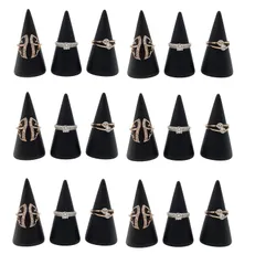 指輪立て 指輪の保管 リングホルダー アクセサリー 円錐形 展示用 木製 DIY ジュエリースタンド 手芸品 指輪置きケース (ブラック リングスタンド 20個セット) desikaky