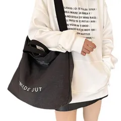 大きめトートバッグショルダーバッグ（ブラック）カジュアル布バッグ021