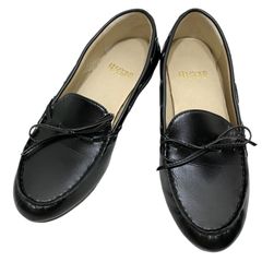 ✤美品✤ emiwalk 本革 スクエアトゥ ローファー 4E幅広 太ヒール 