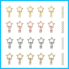 【数量限定】回転カン付き 20個 ワンタッチキーホルダー カワイイ キーホルダー金具 DIY用パーツ 手作り キーリング YFFSFDC シルバー ゴールドなど4色