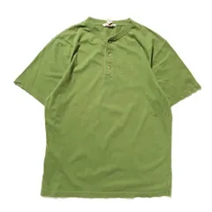 00's LLビーン LLBean ヘンリーネック コットン Tシャツ 半袖 (M) 黄緑系 無地 00年代 旧タグ オールド アウトドア　アメリカ古着 USED  ビンテージ ヴィンテージ