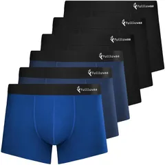 [Fullluwaa] ボクサーパンツ メンズ 下着 前閉じ 6枚セット コトン ブランド 下着 吸水速乾 男性 下着 メンズ ボクサー プレゼント 父の日 NK5 (JP, アルファベット, 3XL, 黒 x3 +紺青x2+瑠璃紺x1)