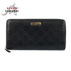 GUCCI グッチ グッチシマ ブラック 黒 ゴールド金具 レザー 112724 長財布 ロングウォレット レディース 504312【中古】