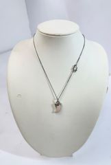 【中古品】Christian Dior ディオール 牙モチーフ ネックレス シルバー ベビーピンク SA