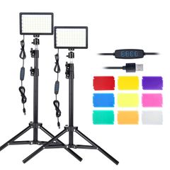 【在庫セール】10000K ビデオライト 調光可能 LED写真ライト USB照明ライト２packセット 調整可能な三脚と9色カラーフィルター付き 撮影用ライト 撮影/ビデオ/YouTube/TikTok用 AiknowFoto