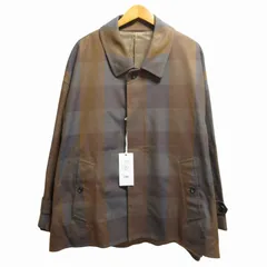 グラフペーパー Graphpaper タグ付き 21SS Check Gabardine Oversized Short Coat ステンカラーコート ギャバジン チェック 2 M 茶 グレー GM211-10057 /NH 0708のサムネイル