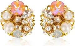 I782 スワロフスキー スタッドピアス 樹脂イヤリング ピンク