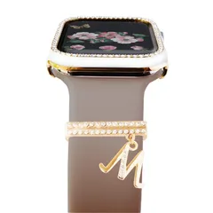 [Lib?rez-moi] アップルウォッチ用 イニシャル チャーム ラインストーン キラキラ ゴールド おしゃれ アクセサリー レディース モデル ネーム しりこん 38mm 40mm 42mm 44mm 45mm (M) 