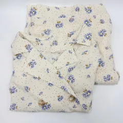 ◇ ⊂ one after another NICE CLAUP 総柄 ロング丈 セットアップ サイズF アイボリー パープル レディース E  【1412260000642】