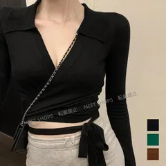 【新品未使用】カシュクールニット 着やせトップス 韓国 lsjx37