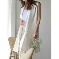 レディースおしゃれ ロング ジレ ノースリーブ サマージャケット カーディガン 袖なし ジャケット きれいめ ス 羽織り 大きいサイズカジュ