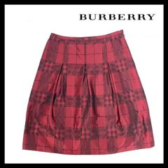【BURBERRY】FXA34-023-15 スカート サイズ 38 レッド/赤 ブラック/黒 チェック ポリエステル サテン 裏地付き ひざ丈 バーバリー LONDON/ロンドン (M-154)