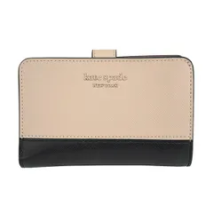 新品 ケイトスペード kate spade 2つ折り財布 コンパクト ウォレット ウォームベージュ/ブラック