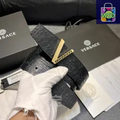 【今日特価】VERSACE 4.0cm V Greca デザイン メンズベルト-1