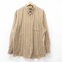 XL/古着 バンヒューセン 長袖 シャツ メンズ 大きいサイズ ボタンダウン 濃ベージュ他 カーキ ストライプ 25jun20 中古 トップス
