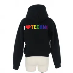 バレンシアガ BALENCIAGA 19SS I LOVE TECHNO クロップド ジップアップ パーカー 刺繍 S 黒 ブラック 556088 国内正規のサムネイル