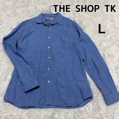 TK THE SHOP TK タケオキクチ リネンシャツ メンズＬ　麻100％ さわやかブルー 【美品】