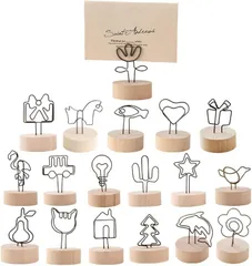 AZNABLE メモスタンド メモクリップ クリップホルダー 木製 フォトクリップ 結婚式 写真立て カードスタンド 18個入り 卓上