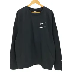 ★美品★NIKE ダブルスウォッシュ パーカー XL　黒　トレーナー　薄手 古着 00s NIKE センター スウォッシュ ロゴ 刺しゅう スウェット