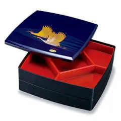 紀州塗り 尺寸 二段オードブル 紫雲杢 雅鶴(盛絵) 運動会 大型 弁当箱 おしゃれ 2段 お重箱 かわいい おせち 正月 花見 日本製 国産