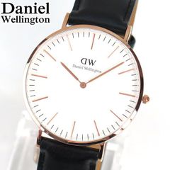 針訳あり Daniel Wellington ダニエルウェリントン メンズ 腕時計 時計 北欧レザー 革ベルト 黒 ブラック ピンクゴールド ローズゴールド アナログ 0107DW DW00600007 海外モデル 40mm ブランド